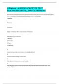 CRIMINAL JUSTICE SEMESTER TEST QUESTIONS AND ACCURATE ANSWERS 