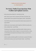 PA Notary Public Exam Questions With Verified And Updated Answers&period;