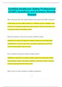 Certified Healthcare Safety Professional &lpar;CHSP&rpar; Questions and Answers Already  Passed