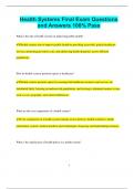 Health Systems Final Exam Questions  and Answers 100&percnt; Pass