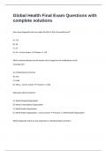 Global Health Final Exam Questions with complete solutions 