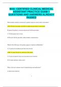 NHA&colon; CERTIFIED CLINICAL MEDICAL ASSISTANT PRACTICE EXAM 1 QUESTIONS AND ANSWERS ALREADY  PASSED