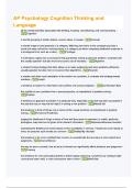AP Psychology Cognition Thinking and Language &lowbar; &lpar;Questions & answers&rpar;  2024&sol;2025&semi; 100&percnt; TRUSTED Complete&comma; trusted solutions and explanations&period;