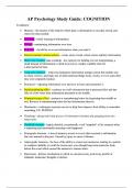 AP Psychology Study Guide - COGNITION &lowbar; &lpar;Questions & answers&rpar;  2024&sol;2025&semi; 100&percnt; TRUSTED Complete&comma; trusted solutions and explanations&period;