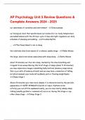 AP Psychology Unit 5 Review Questions & Complete Answers 2024 - 2025