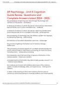 AP Psychology - Unit 5 Cognition Guide Review Questions and Complete Answers latest 2024