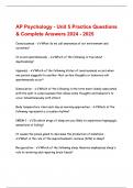 AP Psychology - Unit 5 Practice Questions & Complete Answers 2024 - 2025