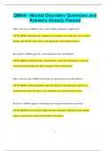 QMHA - Mental Disorders Questions and  Answers Already Passed