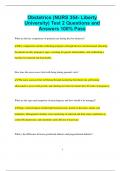 Obstetrics &lpar;NURS 354- Liberty University&rpar; Test 2 Questions and  Answers 100&percnt; Pass