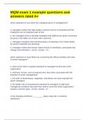 MQM exam 1 example questions and answers rated A&plus; 