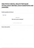 HESI PSYCH MENTAL HEALTH TEST BANK ACTUAL EXAM 300 REAL EXAM QUESTIONS AND ANSWERS