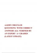 AAERT CDR EXAM QUESTIONS  WITH CORRECT ANSWERS ALL VERIFIED BY AN EXPERT  A&plus; GRADED &lpar;LATEST UPDATE&rpar;
