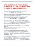RAM EXPERT EXAM FUNDAMENTAL TOWING LATEST QUESTIONS WITH 100 &percnt; CORRECT ANSWERS VERIFIED