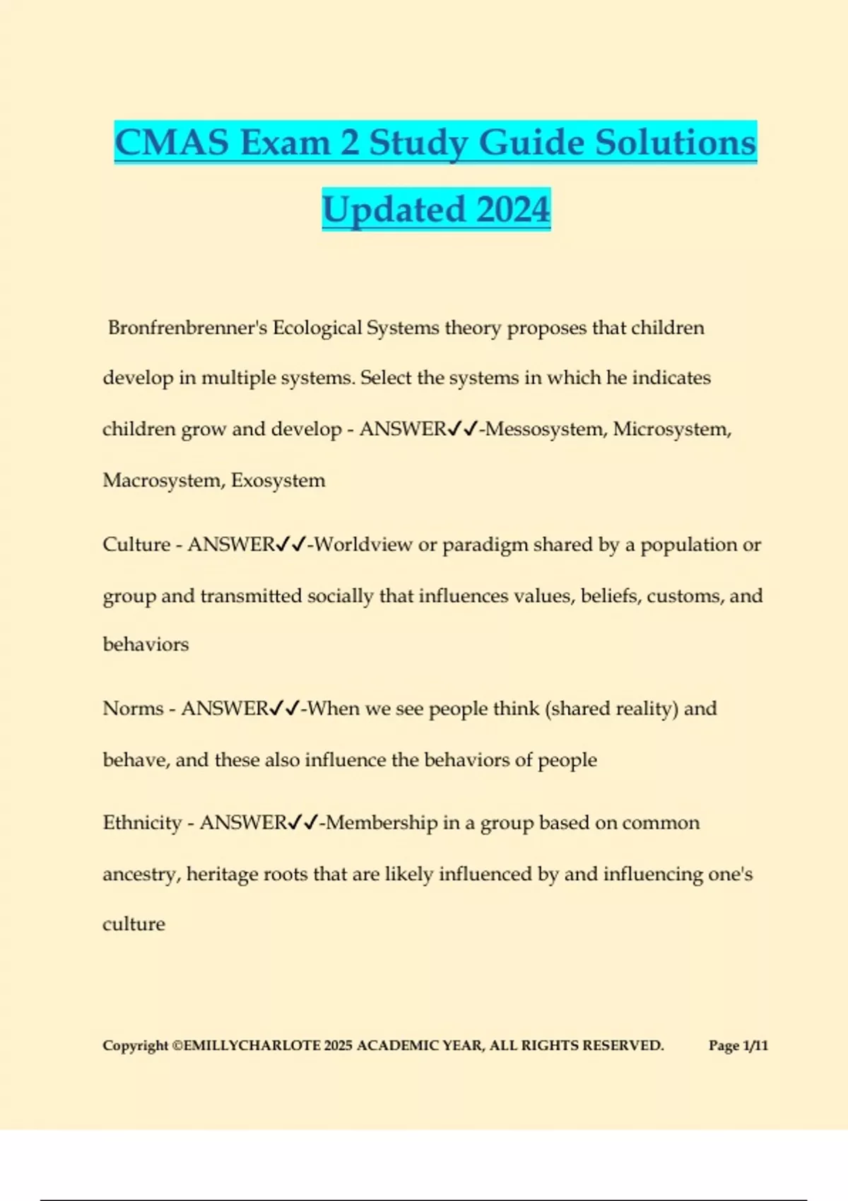 CMAS Exam 2 Study Guide Solutions Updated 2024 CMAS Stuvia US