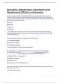 Quick ASQ CSSB Six Sigma Green Belt Practice Questions and 100&percnt; Accurate Answers&period;