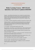Relias Learning Courses - RBT EXAM Questions And Answers Updated 2024&sol;2025