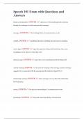 Speech 101 Exam with Questions and Answers