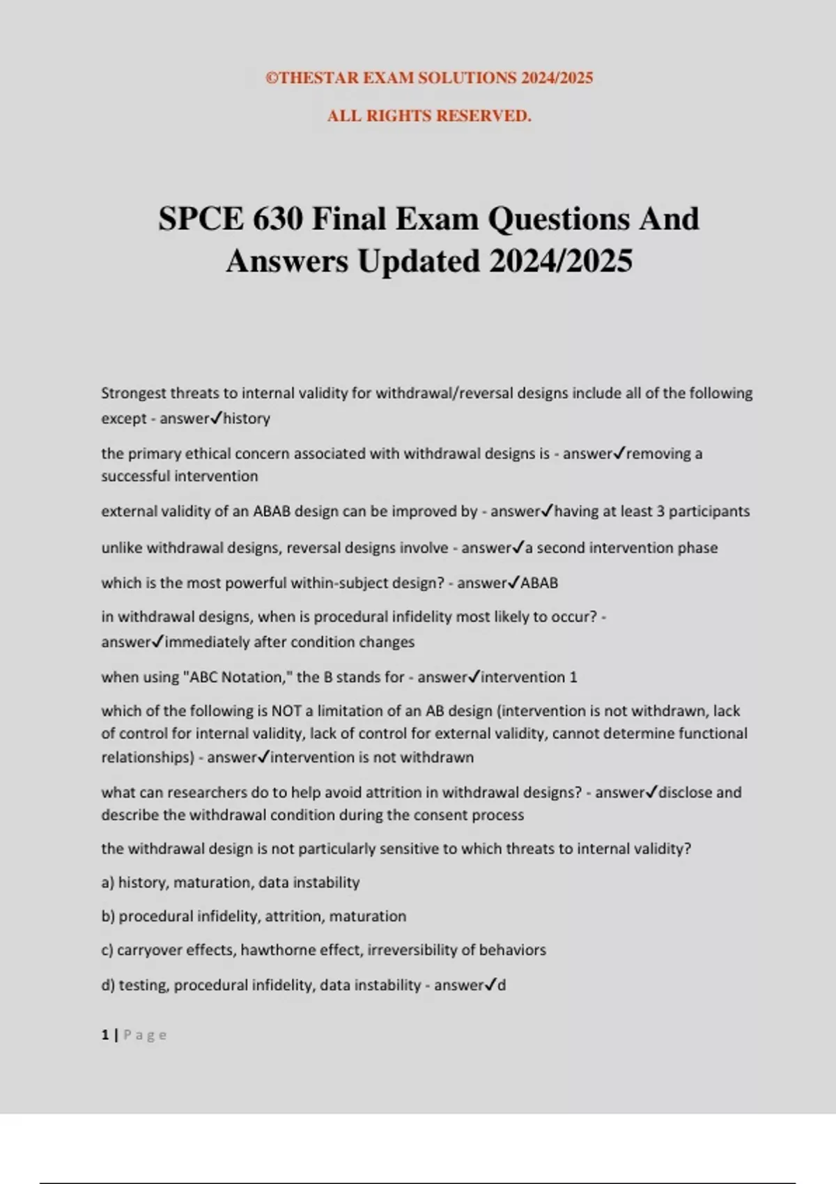 SPCE 630 Final Exam Questions And Answers Updated 2024/2025 - SPCE 630 ...