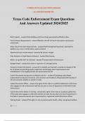 Texas Code Enforcement Exam Questions And Answers Updated 2024&sol;2025