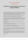 World War 1 Exam Questions And Answers Updated 2024&sol;2025