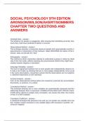 SOCIAL PSYCHOLOGY 9TH EDITION ARONSON&sol;WILSON&sol;AKERT&sol;SOMMERS CHAPTER TWO QUESTIONS AND ANSWERS