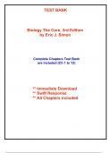 Test Bank for Biology The Core&comma; 3rd Edition by Simon &lpar;All Chapters included&rpar;