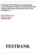 Test bank - public health nursing&colon; Population-Centered Health Care in the Community 11th edition &lpar;Stanhope&comma;2024&rpar;&comma; Newest Edition