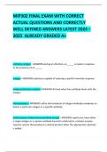 MIP302 FINAL EXAM WITH CORRECT ACTUAL QUESTIONS AND CORRECTLY  WELL DEFINED ANSWERS LATEST 2024 &ndash; 2025  ALREADY GRADED A&plus;         