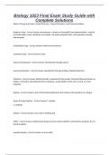 Biology 1023 Final Exam Study Guide with Complete Solutions