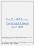 Biol 221 A&P Exam 1 Questions & Answers 2024-2025
