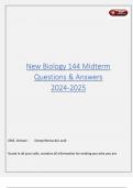 New Biology 144 Midterm Questions & Answers 2024-2025