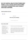 RN VATI MENTAL HEALTH PROCTORED 2023 FORM A&comma; B & C ACTUAL EXAM EACH FORM CONTAINS 70 QUESTIONS AND CORRECT DETAILED ANSWERS 