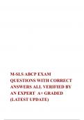 M-SLS ABCP EXAM QUESTIONS WITH CORRECT ANSWERS ALL VERIFIED BY AN EXPERT  A&plus; GRADED &lpar;LATEST UPDATE&rpar;