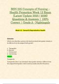 BSN 225 Concepts of Nursing &ndash; Health Promotion Week 12 Exam &lpar;Latest Update 2025 &sol; 2026&rpar; Questions & Answers &vert; 100&percnt; Correct &vert; Grade A - Nightingale