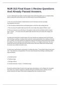 NUR 313 Final Exam 1 Review Questions And Already Passed Answers&period;