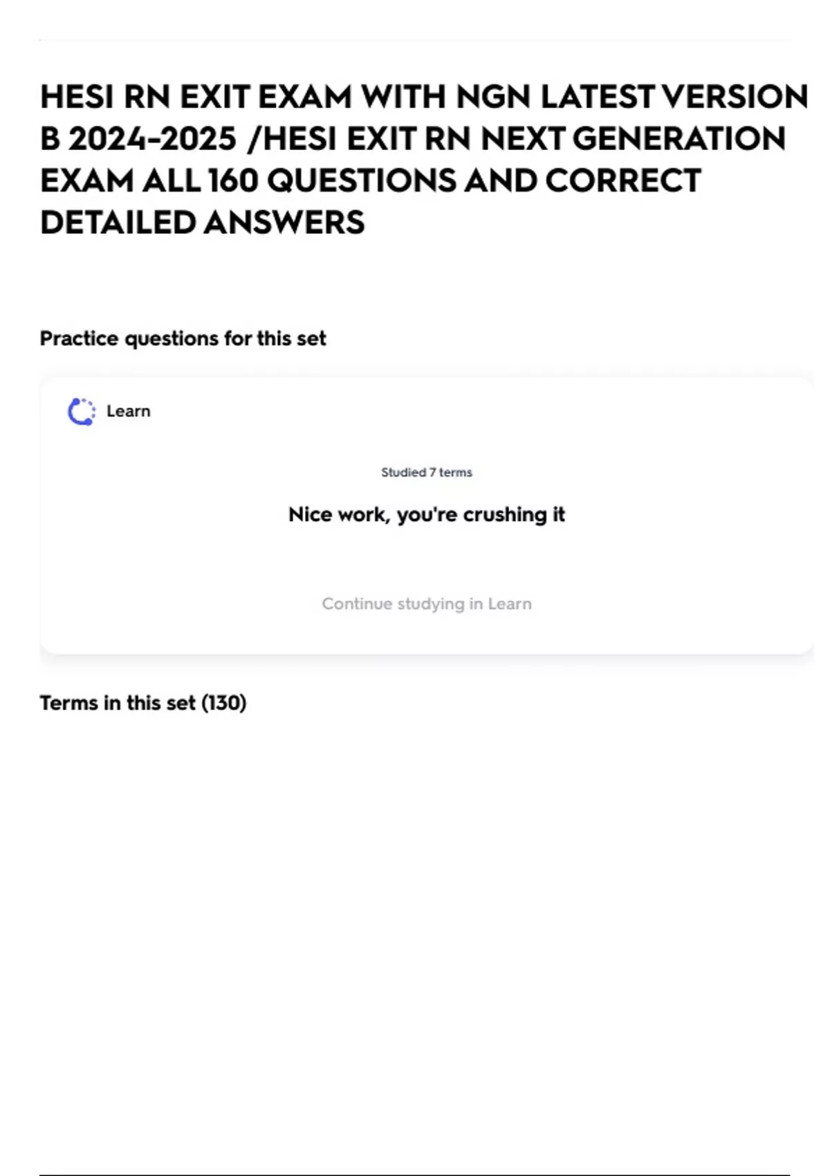 HESI RN EXIT EXAM WITH NGN LATEST VERSION B /HESI EXIT RN NEXT ...