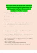 Psychiatric-Mental Health NP Role and Health Policy&colon; Leadership&comma; quality improvement and safety&comma; practice inquiry&comma; and health policy &vert; Questions & Verified Answer