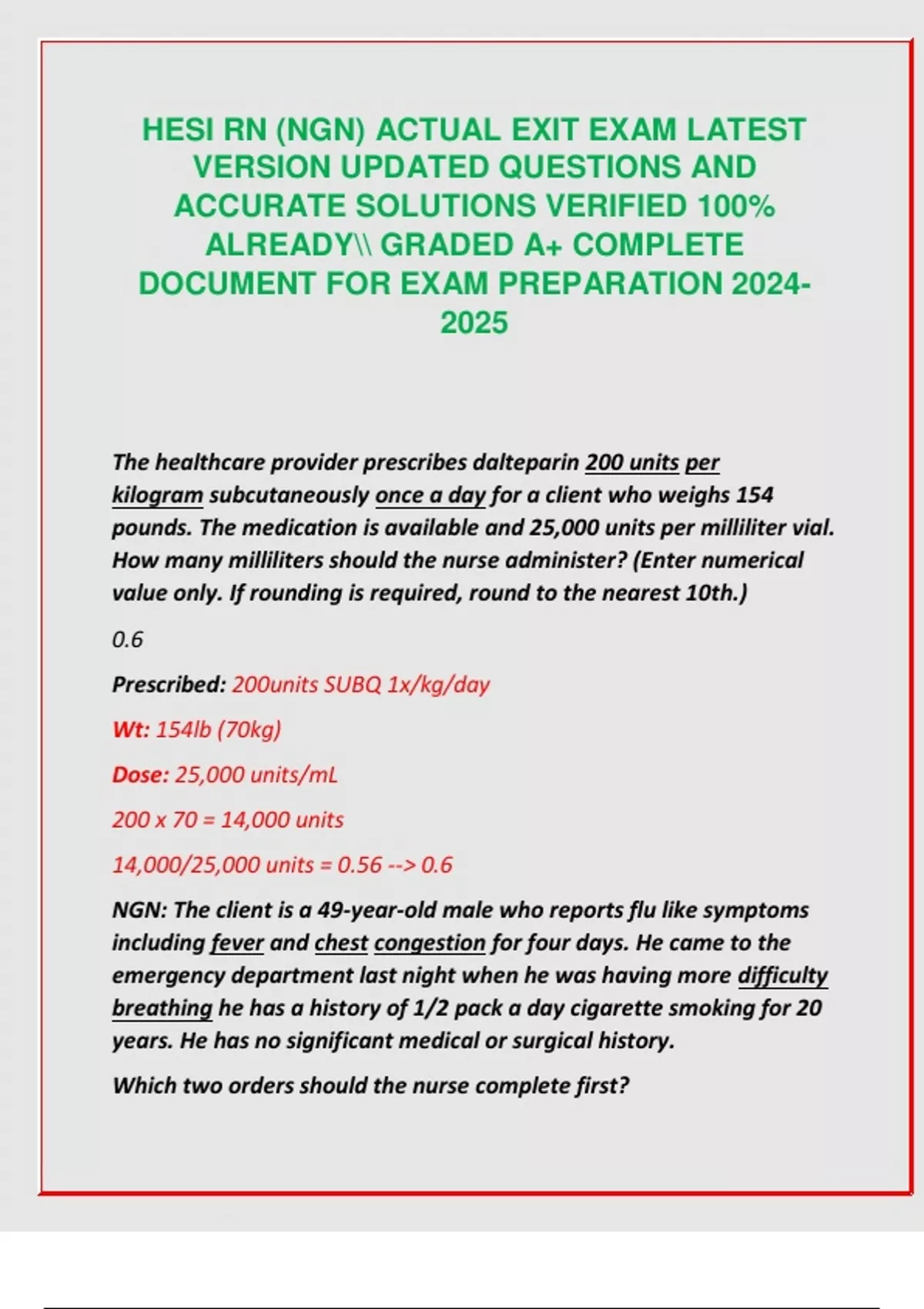 HESI RN (NGN) ACTUAL EXIT EXAM LATEST VERSION UPDATED QUESTIONS AND ...