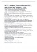MTTC - United States History TEST questions and answers 2024&period;
