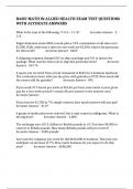 BASIC MATH IN ALLIED HEALTH EXAM TEST QUESTIONS WITH ACCURATE ANSWERS