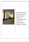 WGU D265 CRITICAL THINKING REASON  AND EVIDENCE OBJECTIVE ASSESSMENT  EXAM LATEST 2024 QUESTIONS AND  CORRECT ANSWERS guaranteed a&plus;
