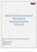 ENGM 445 Mid Term Study Set &lpar;Homework 5&rpar; Questions & Answers 2024-2025