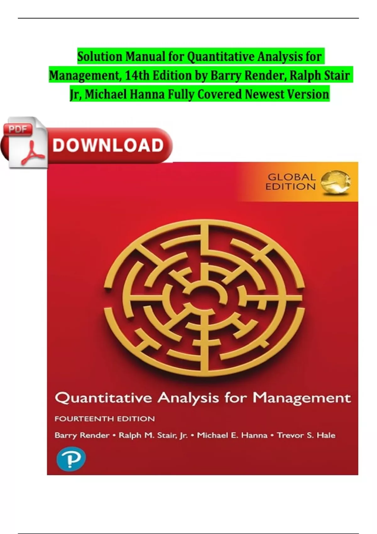 Solution Manual for Quantitative Analysis for Management, 14th Edition ...