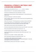 FINANCIAL LITERACY&comma; SECTION 2 UNIT 1 EXAM AND ANSWERS