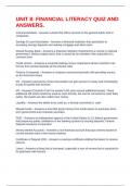 UNIT 8&colon; FINANCIAL LITERACY QUIZ AND ANSWERS&period;