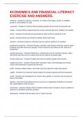 ECONOMICS AND FINANCIAL LITERACY EXERCISE AND ANSWERS&period;