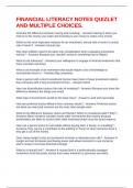 FINANCIAL LITERACY NOTES QUIZLET AND MULTIPLE CHOICES