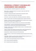 FINANCIAL LITERACY VOCABULARY ASSESSMENT AND ANSWERS