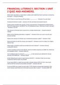 FINANCIAL LITERACY&comma; SECTION 1 UNIT 2 QUIZ AND ANSWERS