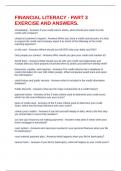 FINANCIAL LITERACY - PART 3 EXERCISE AND ANSWERS
